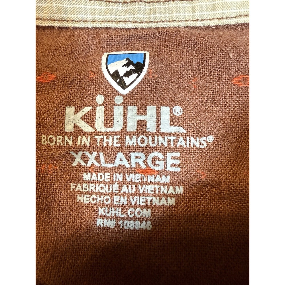 Kuhl Skorpio Button Up Shirts Men's XXL Linen Burnt Red Outdoor Hiking Camp - Picture 7 of 13